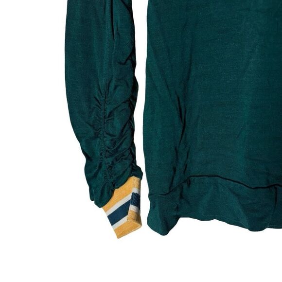 LaROK Scoop Neck Hoodie Sweatshirt Silky Emerald Small Distressed - Picture 5 of 9